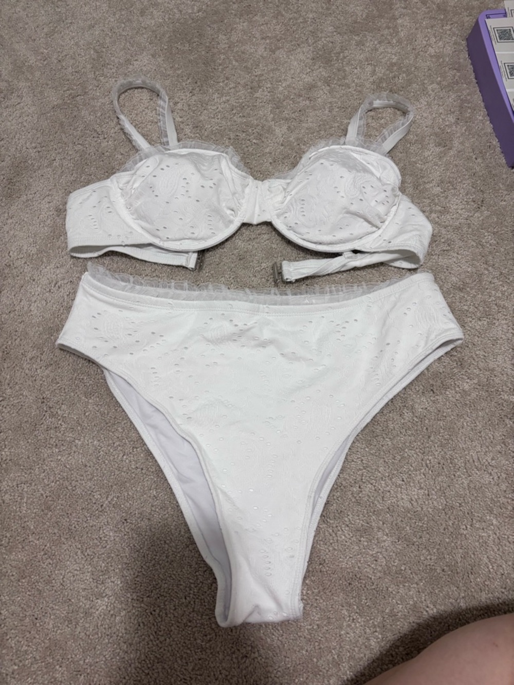 White Eyelet Bikini Set - Two Piece Swimwear